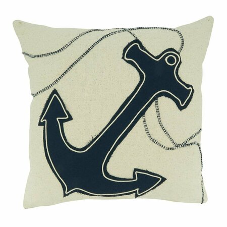 RLM DISTRIBUTION 18 in. Anchor Applique Throw Pillow with Poly Filling HO3200709